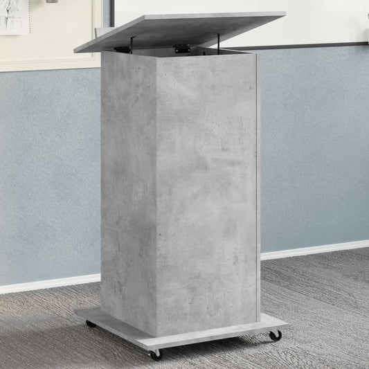 Desk with wheels and drawer 55x55x107 cm wood concrete gray