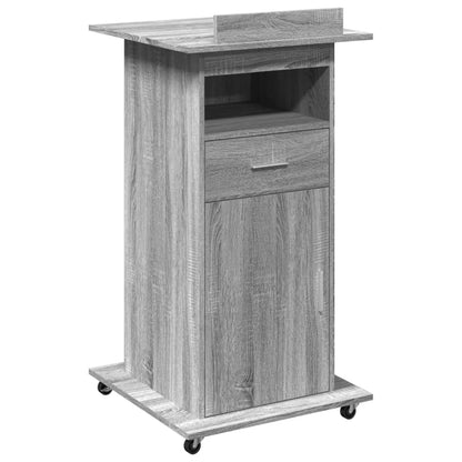 Desk with wheels and drawer 55x55x107 cm wood gray sonoma