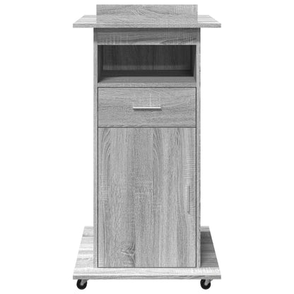 Desk with wheels and drawer 55x55x107 cm wood gray sonoma