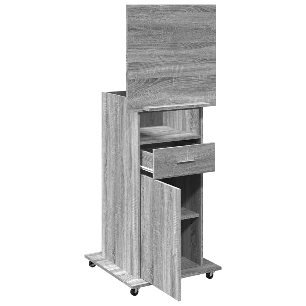 Desk with wheels and drawer 55x55x107 cm wood gray sonoma