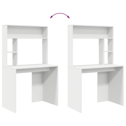 Bureau met plank met opslag Wit 91 x 50 x 149 cm Bewerkt hout