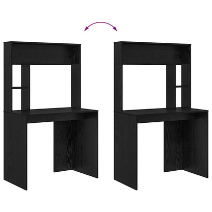 Bureau met plank Zwart Eiken 91 x 50 x 149 cm Bewerkt hout