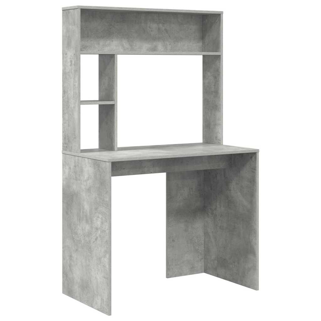 Bureau met plank Beton Grijs 91 x 50 x 149 cm Bewerkt hout