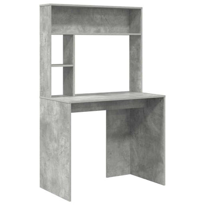Bureau met plank Beton Grijs 91 x 50 x 149 cm Bewerkt hout