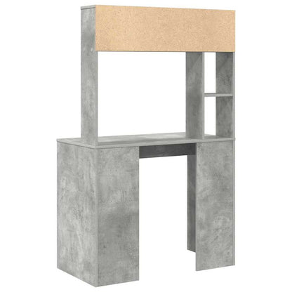 Bureau met plank Beton Grijs 91 x 50 x 149 cm Bewerkt hout