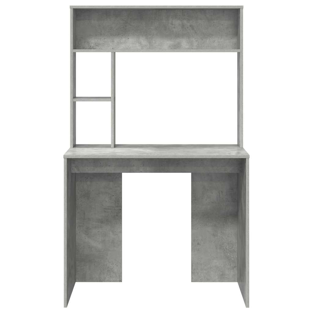 Bureau met plank Beton Grijs 91 x 50 x 149 cm Bewerkt hout