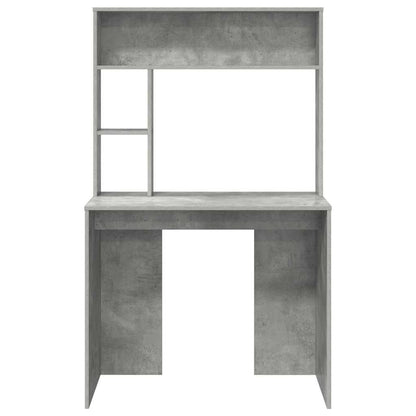 Bureau met plank Beton Grijs 91 x 50 x 149 cm Bewerkt hout