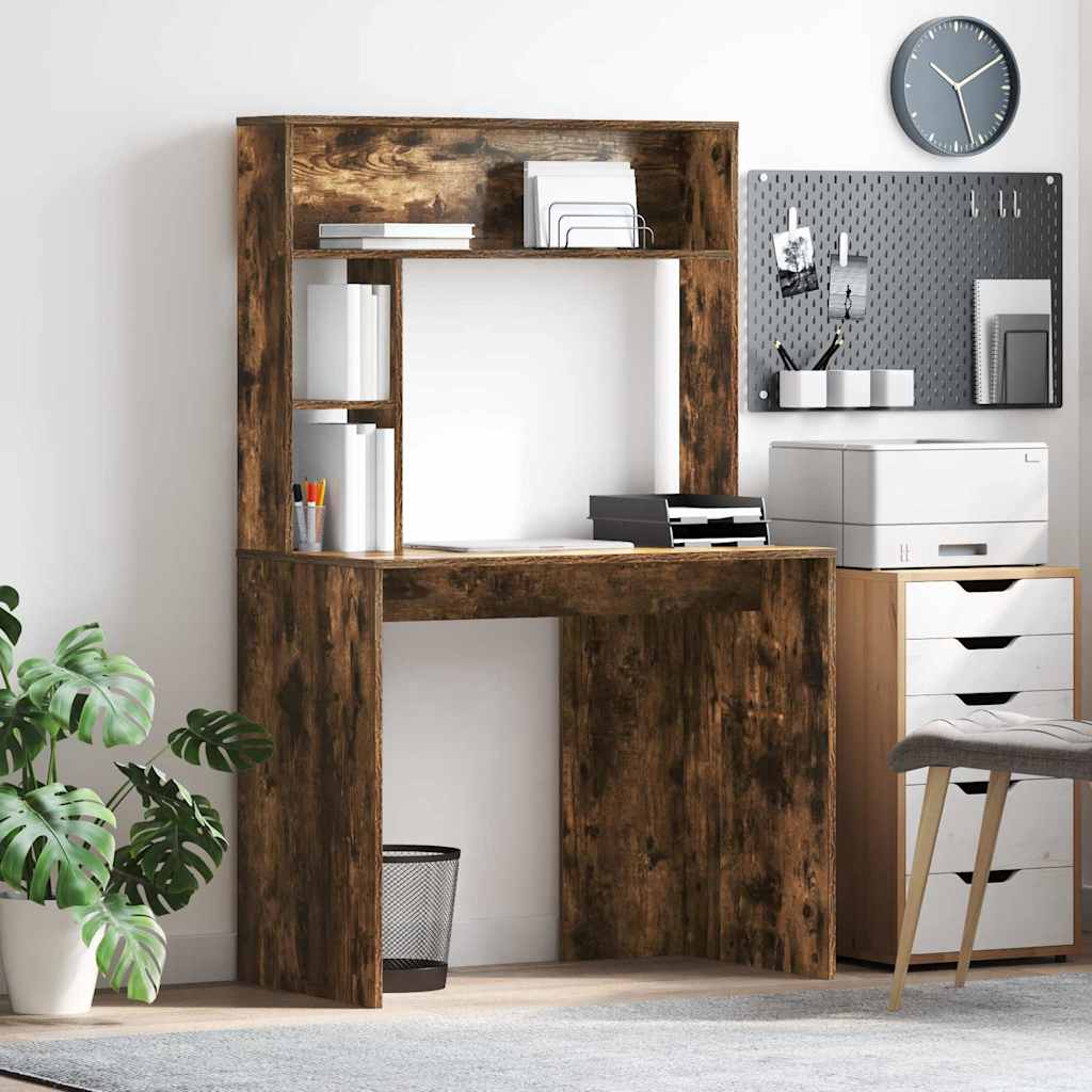 Bureau met plank Gerookt eiken 91 x 50 x 149 cm Bewerkt hout