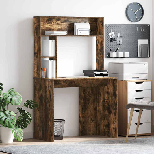 Bureau met plank Gerookt eiken 91 x 50 x 149 cm Bewerkt hout