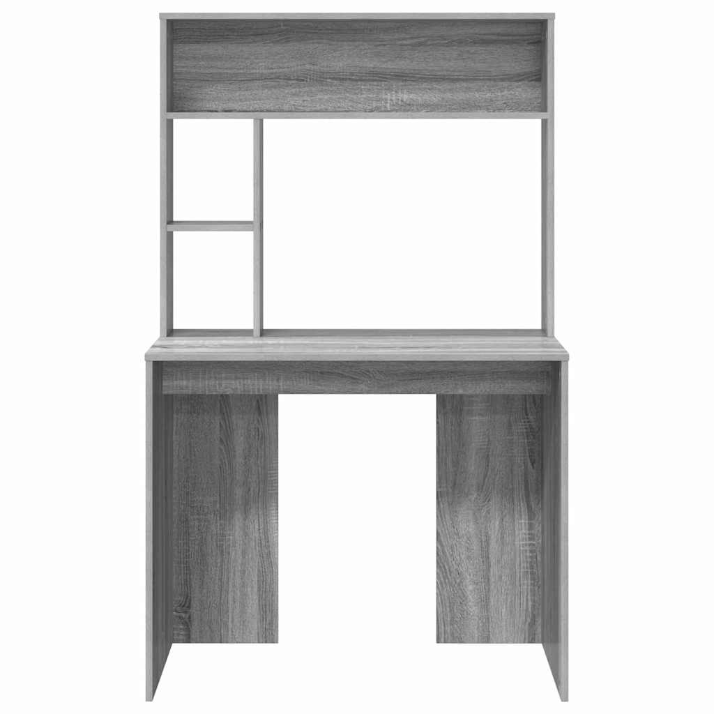 Bureau met plank Grijs Sonoma 91 x 50 x 149 cm Bewerkt hout