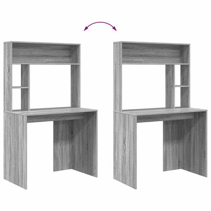 Bureau met plank Grijs Sonoma 91 x 50 x 149 cm Bewerkt hout