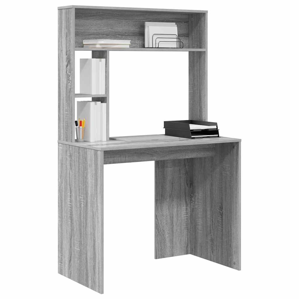 Bureau met plank Grijs Sonoma 91 x 50 x 149 cm Bewerkt hout