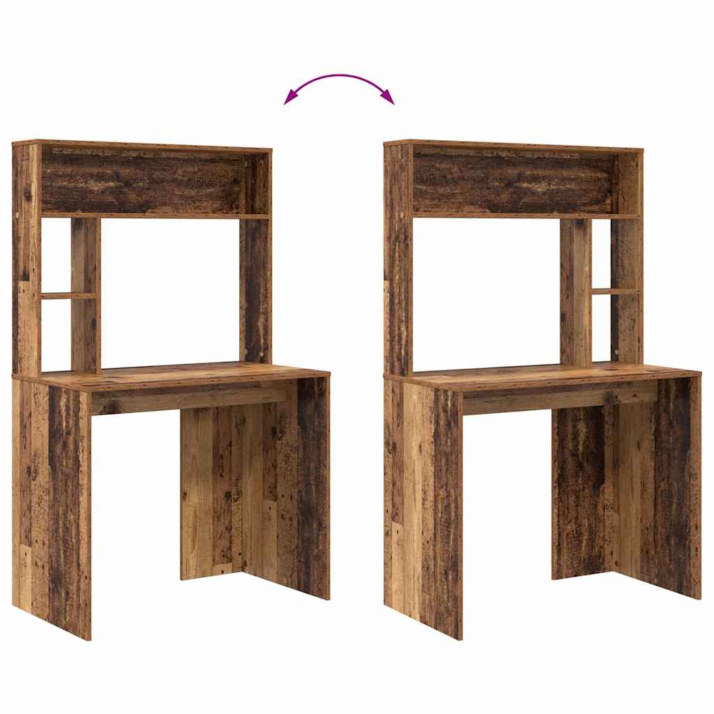 Bureau met plank Oud Hout 91 x 50 x 149 cm Bewerkt hout