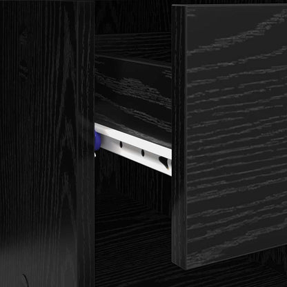 Bureau met lade Zwart Eiken 90 x 49 x 75 cm Bewerkt hout