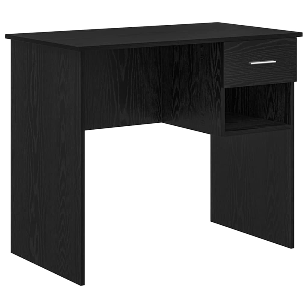 Bureau met lade Zwart Eiken 90 x 49 x 75 cm Bewerkt hout