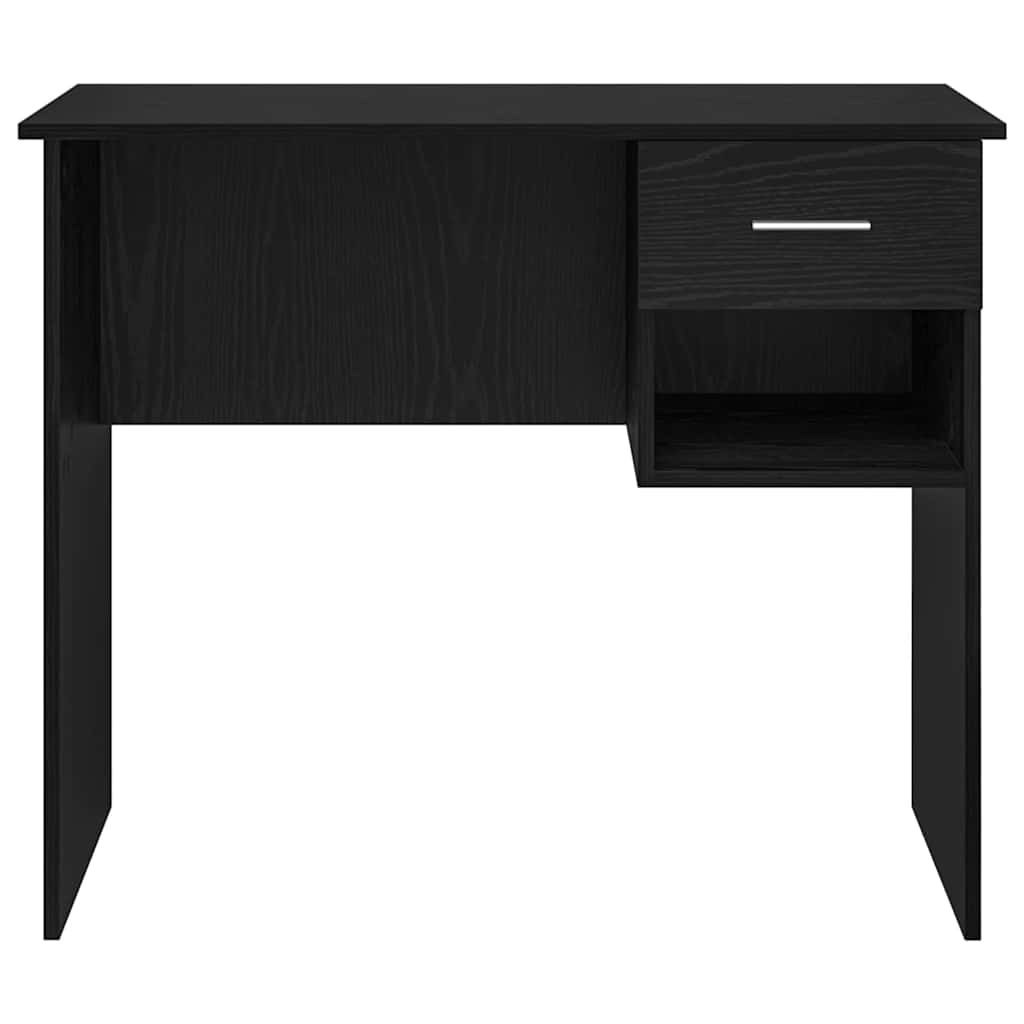 Bureau met lade Zwart Eiken 90 x 49 x 75 cm Bewerkt hout