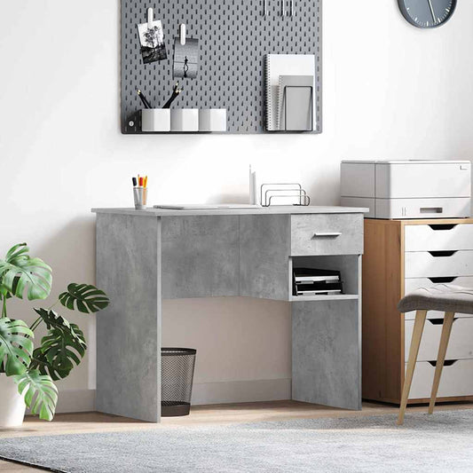 Bureau met lade Beton Grijs 90 x 49 x 75 cm Bewerkt hout