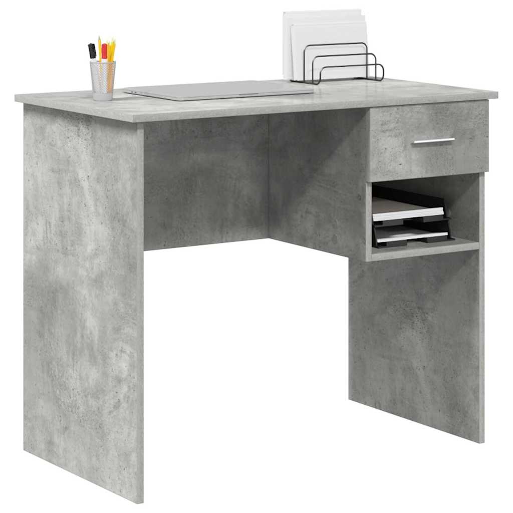 Bureau met lade Beton Grijs 90 x 49 x 75 cm Bewerkt hout