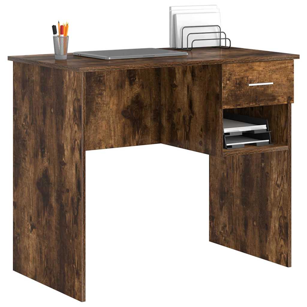 Bureau met lade Gerookt eiken 90 x 49 x 75 cm Bewerkt hout