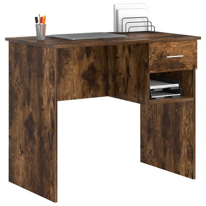 Bureau met lade Gerookt eiken 90 x 49 x 75 cm Bewerkt hout