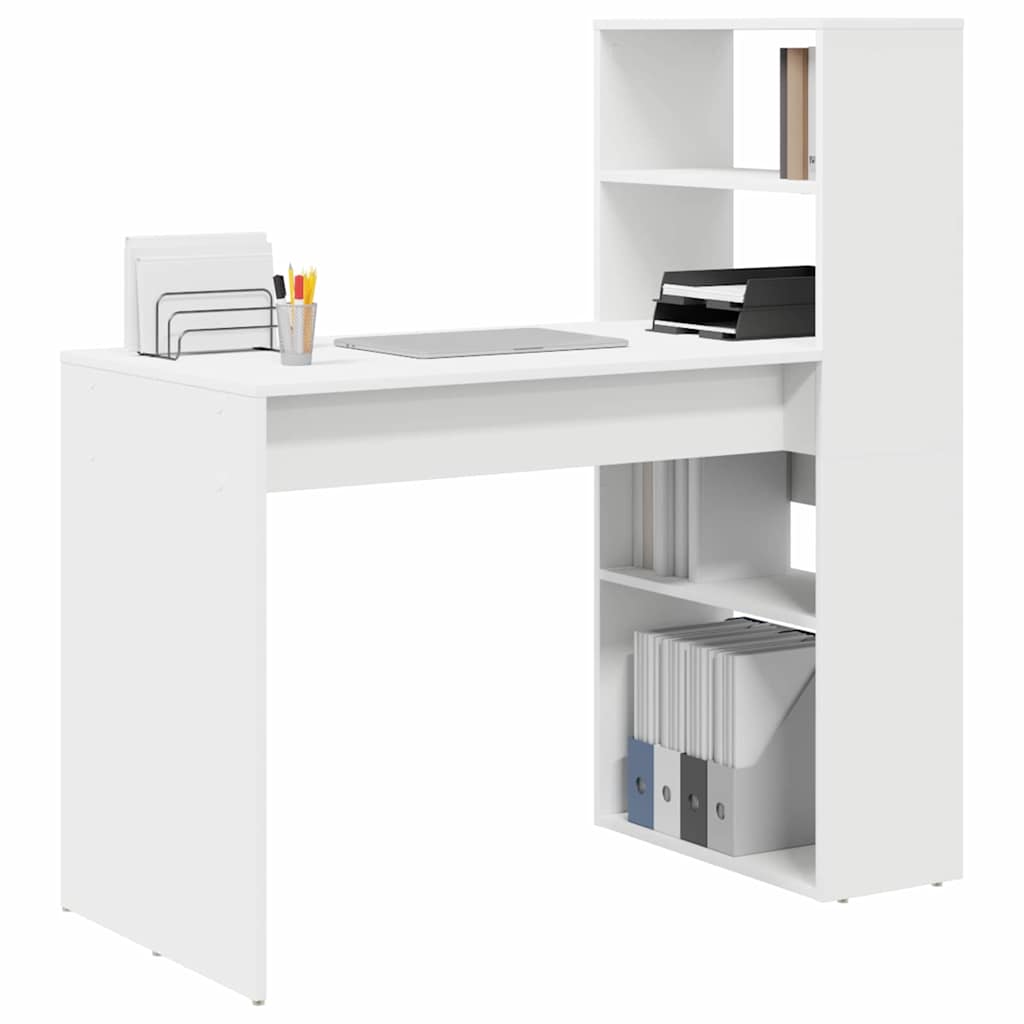 Bureau met plank met opslag Wit 113 x 54 x 120 cm Bewerkt hout
