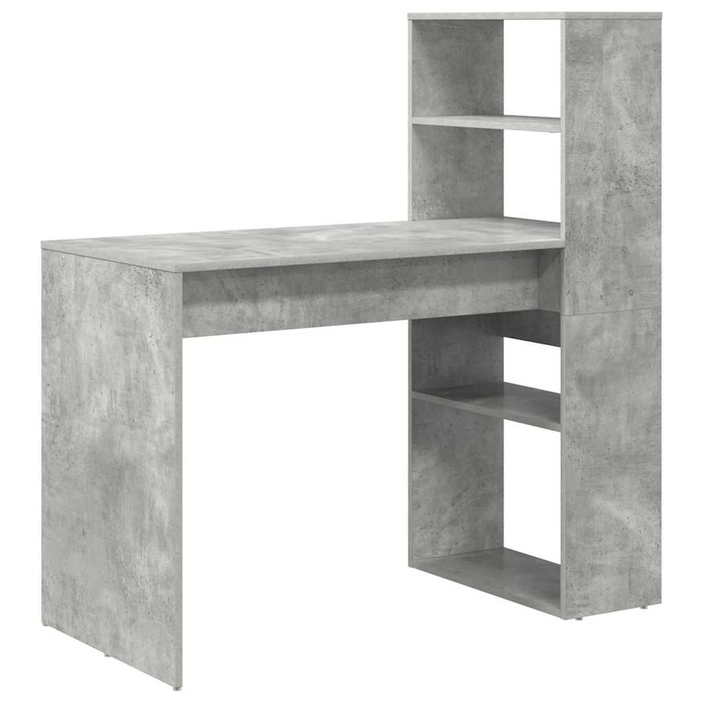 Bureau met plank Beton Grijs 113 x 54 x 120 cm Bewerkt hout