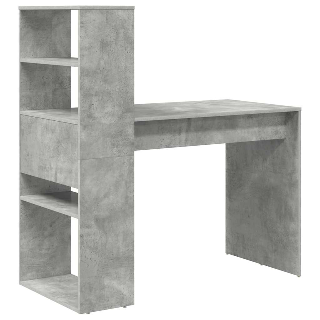 Bureau met plank Beton Grijs 113 x 54 x 120 cm Bewerkt hout