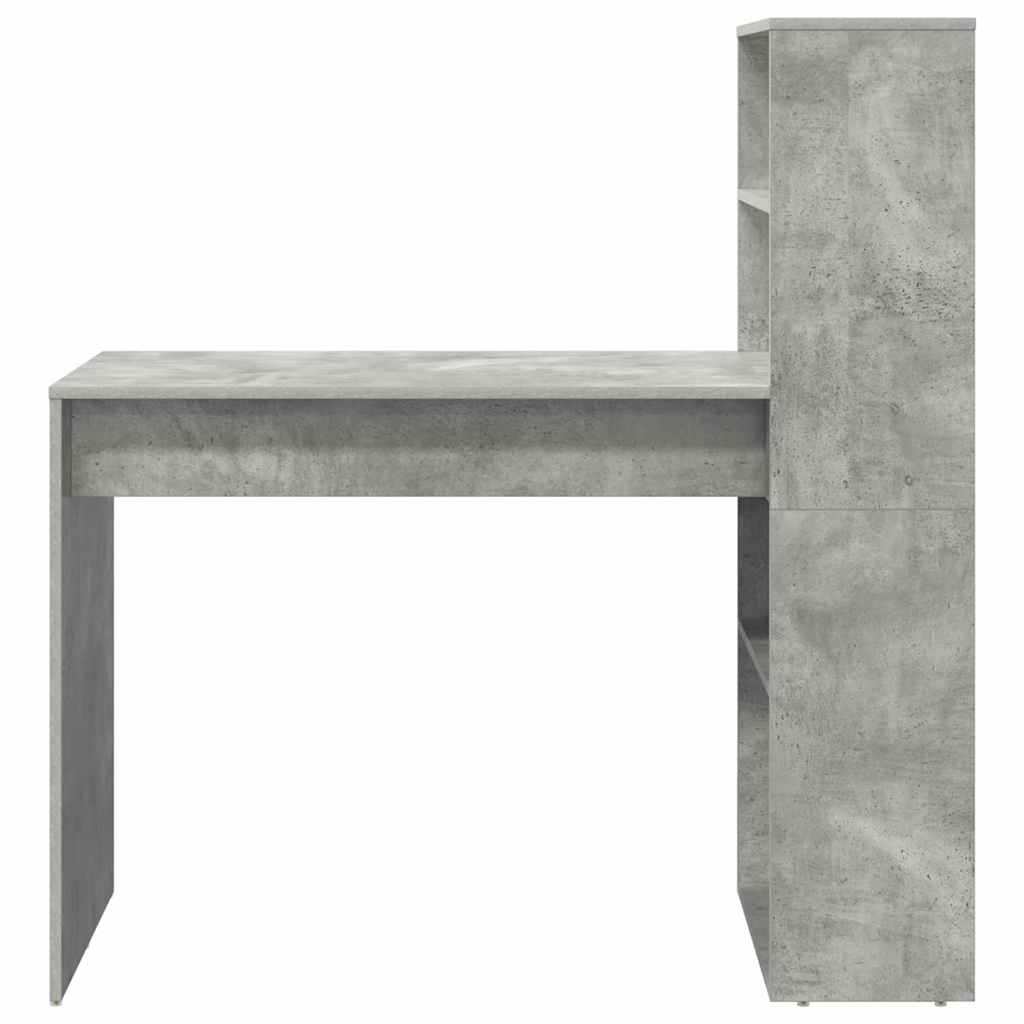 Bureau met plank Beton Grijs 113 x 54 x 120 cm Bewerkt hout