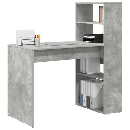 Bureau met plank Beton Grijs 113 x 54 x 120 cm Bewerkt hout