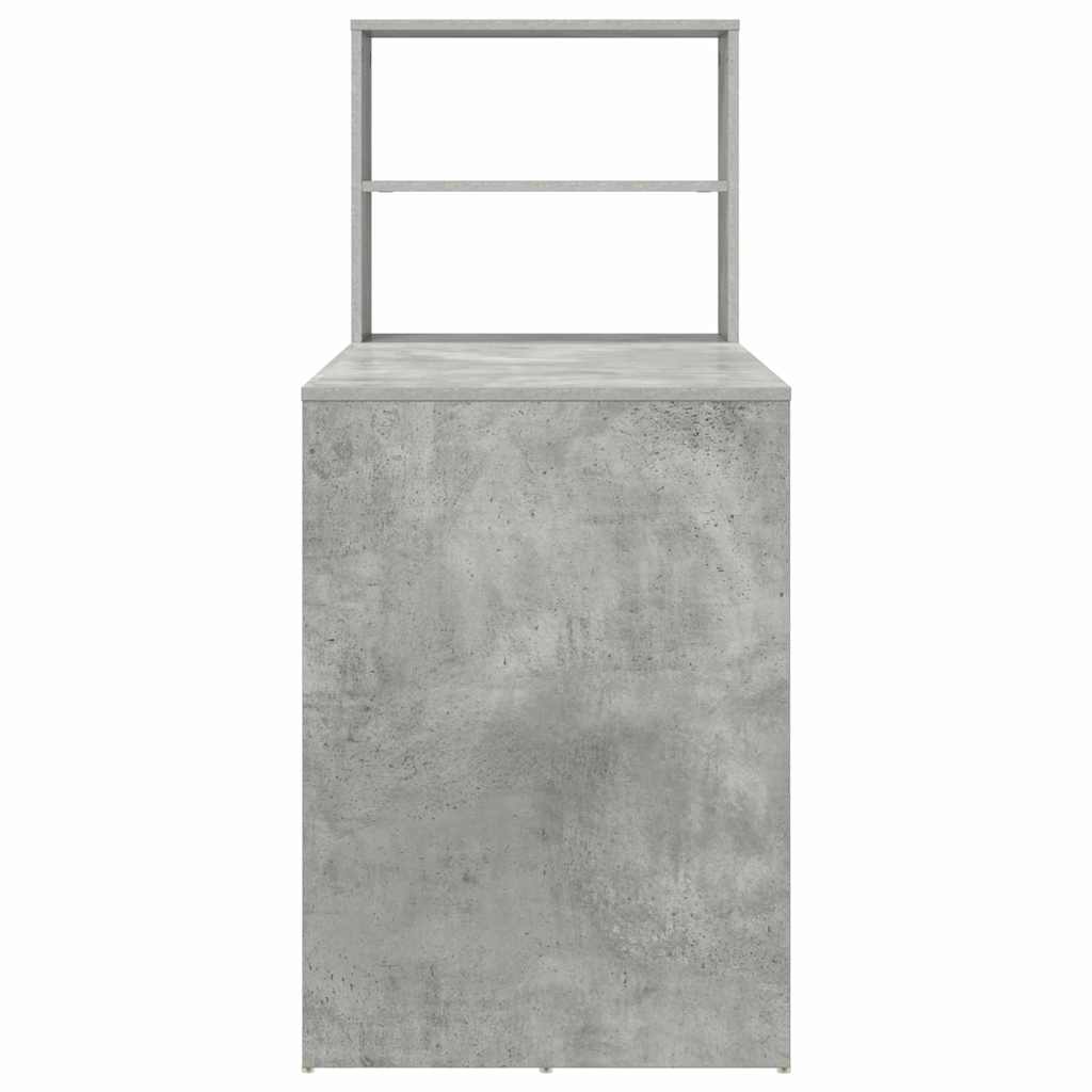 Bureau met plank Beton Grijs 113 x 54 x 120 cm Bewerkt hout