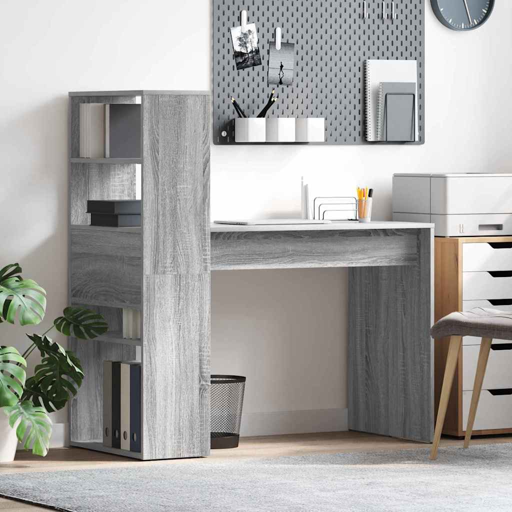 Bureau met plank Grijs Sonoma 113 x 54 x 120 cm Bewerkt hout