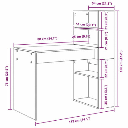 Bureau met plank Artisan Eiken 113 x 54 x 120 cm Bewerkt hout