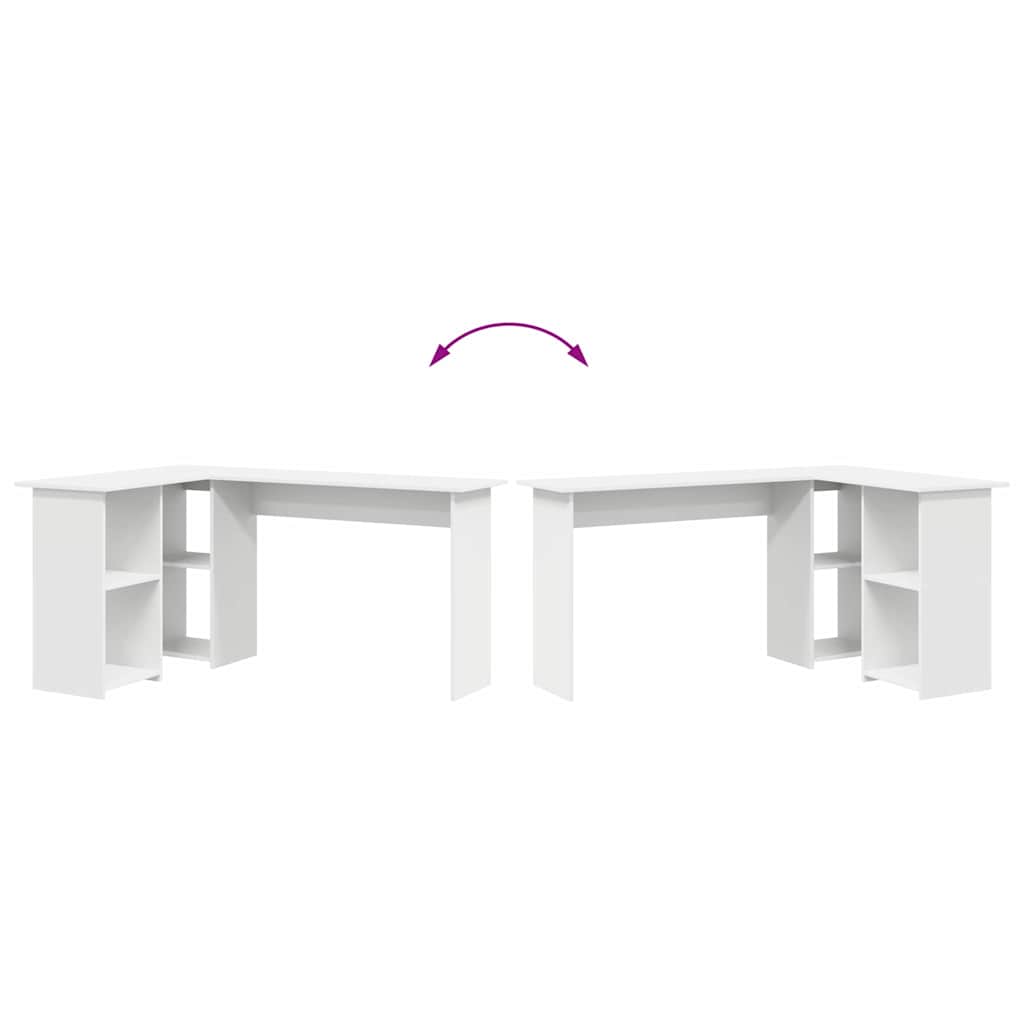 Bureau met plank met opslag Wit 142 x 102 x 73 cm Bewerkt hout