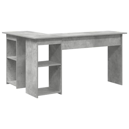 Bureau met plank Beton Grijs 142 x 102 x 73 cm Bewerkt hout