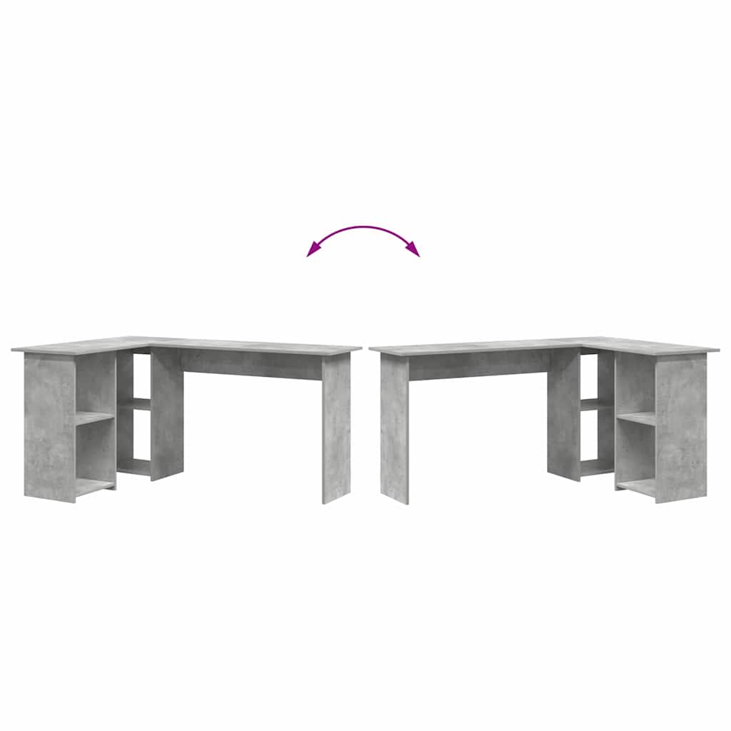 Bureau met plank Beton Grijs 142 x 102 x 73 cm Bewerkt hout