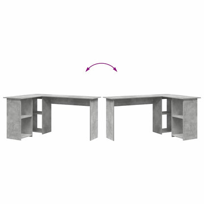 Bureau met plank Beton Grijs 142 x 102 x 73 cm Bewerkt hout