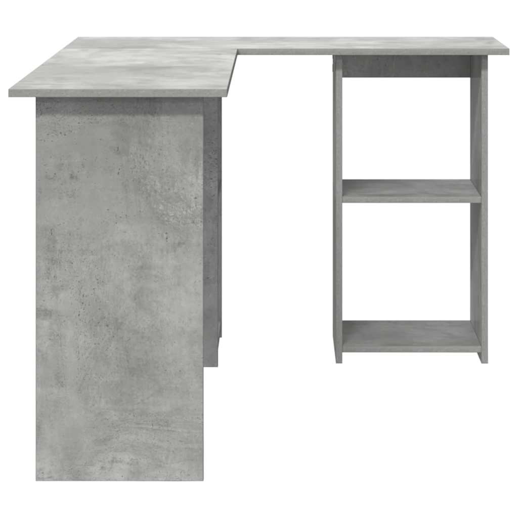 Bureau met plank Beton Grijs 142 x 102 x 73 cm Bewerkt hout