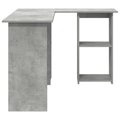 Bureau met plank Beton Grijs 142 x 102 x 73 cm Bewerkt hout