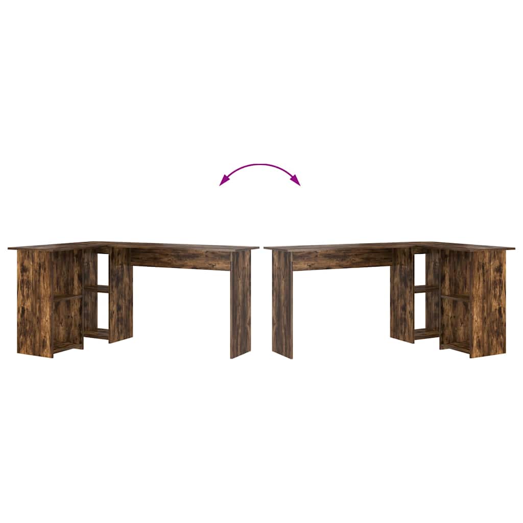 Bureau met plank Gerookt eiken 142 x 102 x 73 cm Bewerkt hout