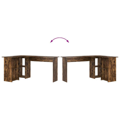 Bureau met plank Gerookt eiken 142 x 102 x 73 cm Bewerkt hout