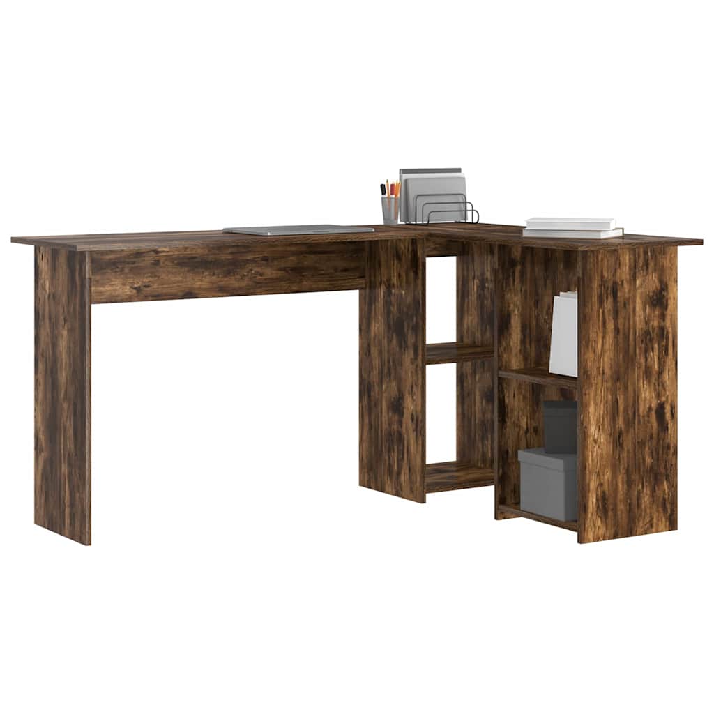 Bureau met plank Gerookt eiken 142 x 102 x 73 cm Bewerkt hout