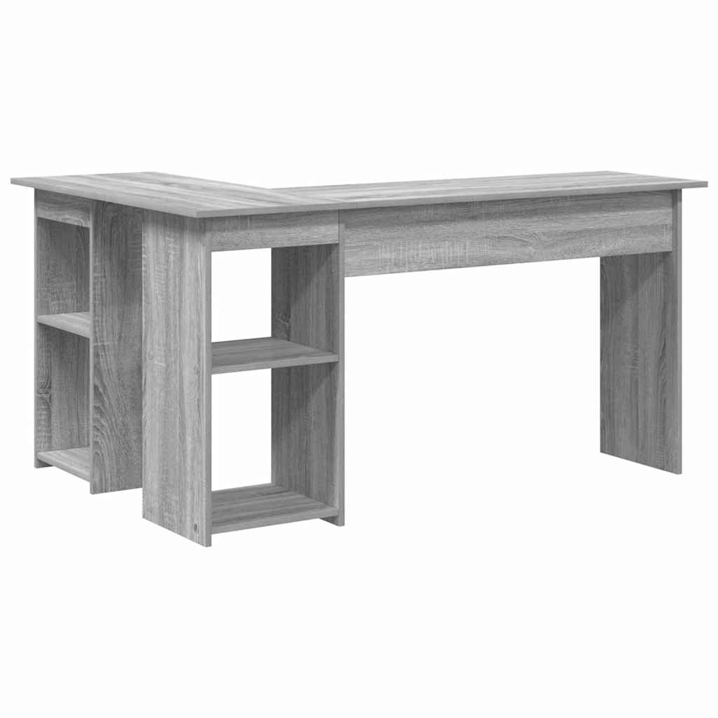 Bureau met plank Grijs Sonoma 142 x 102 x 73 cm Bewerkt hout