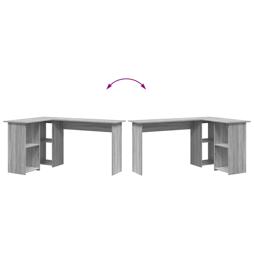 Bureau met plank Grijs Sonoma 142 x 102 x 73 cm Bewerkt hout