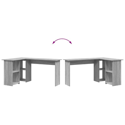 Bureau met plank Grijs Sonoma 142 x 102 x 73 cm Bewerkt hout