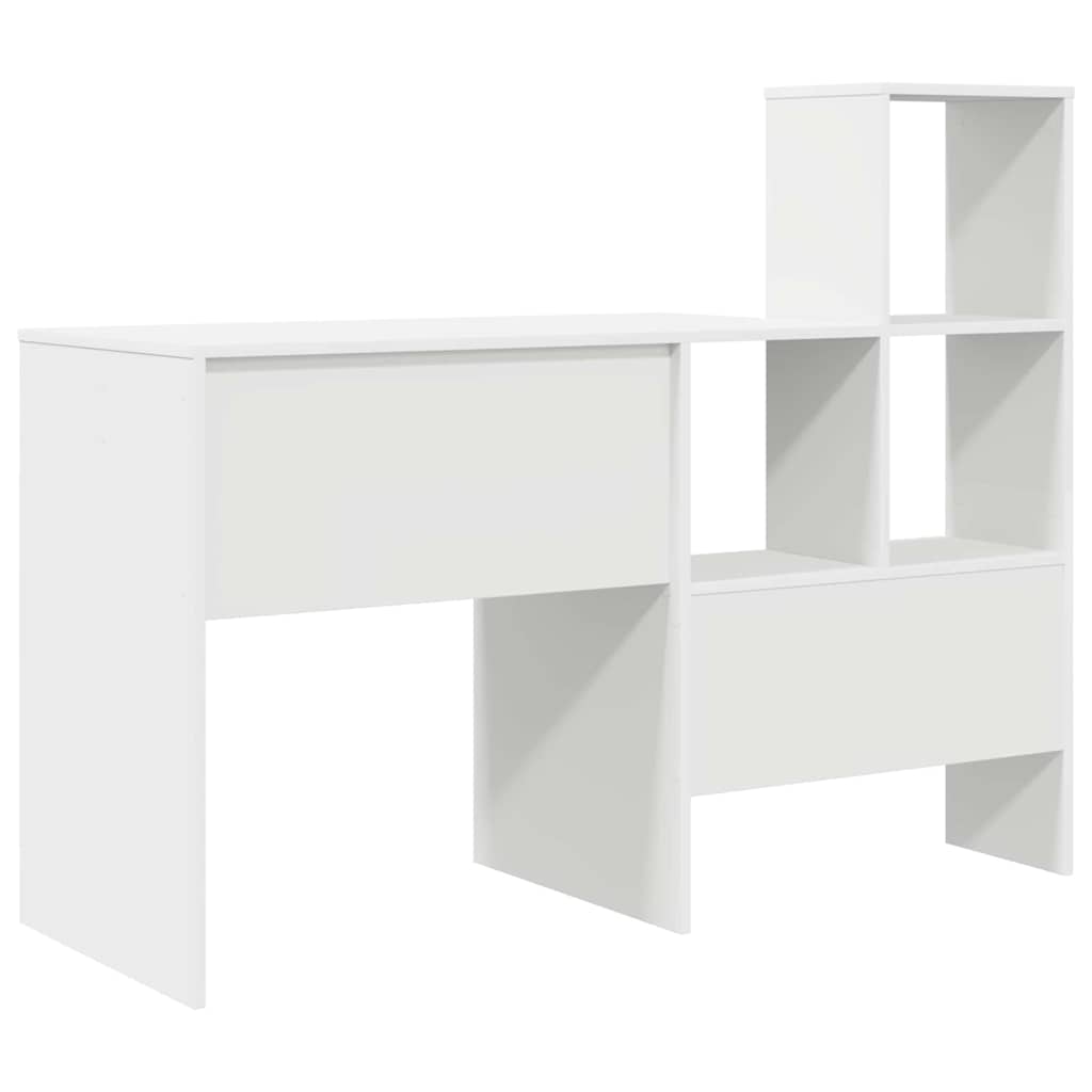 Bureau met plank Wit 131,5 x 50 x 106,5 cm Bewerkt hout