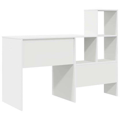 Bureau met plank Wit 131,5 x 50 x 106,5 cm Bewerkt hout
