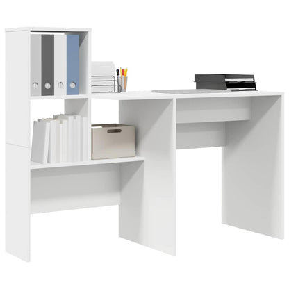 Bureau met plank Wit 131,5 x 50 x 106,5 cm Bewerkt hout
