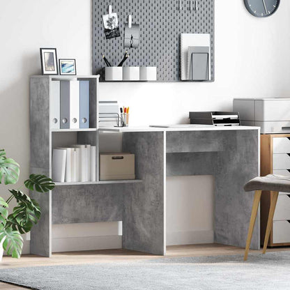 Bureau met plank Beton Grijs 131,5 x 50 x 106,5 cm Bewerkt hout