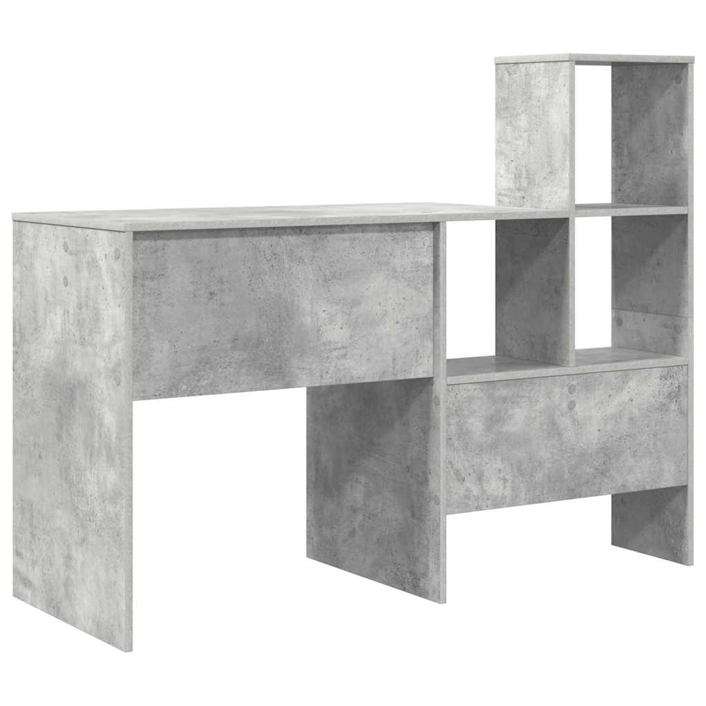 Bureau met plank Beton Grijs 131,5 x 50 x 106,5 cm Bewerkt hout