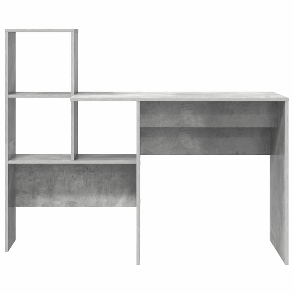 Bureau met plank Beton Grijs 131,5 x 50 x 106,5 cm Bewerkt hout
